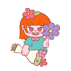 little girl with a flower