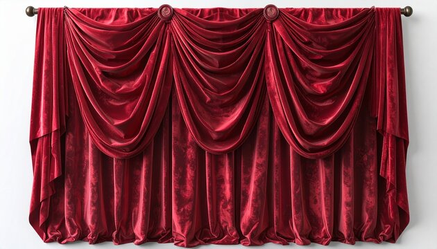 Red velvet swag valance curtain window treatment with interior design interior treatment curtains furnishing decoration