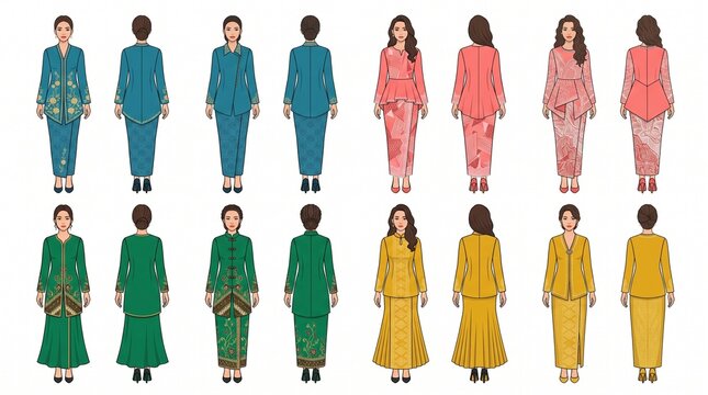 Baju Kurung Dress Front Back Set