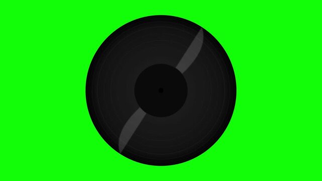 Spinning vinyl record Motion Graphic loop on green screen background for music production and retro audio themes