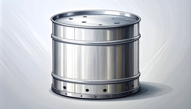 Stainless Steel Industrial Barrel with Ventilation Holes.