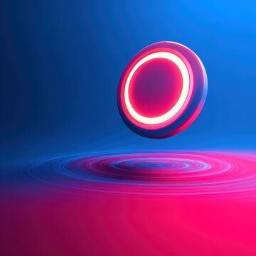 Bold glowing button or icon suspended over vibrant vortex representing final call to action and conversion point, digital commerce. Conversion rate optimization and purchase transaction success.