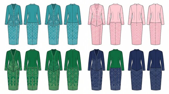 Baju Kebaya Dress Front Back Set