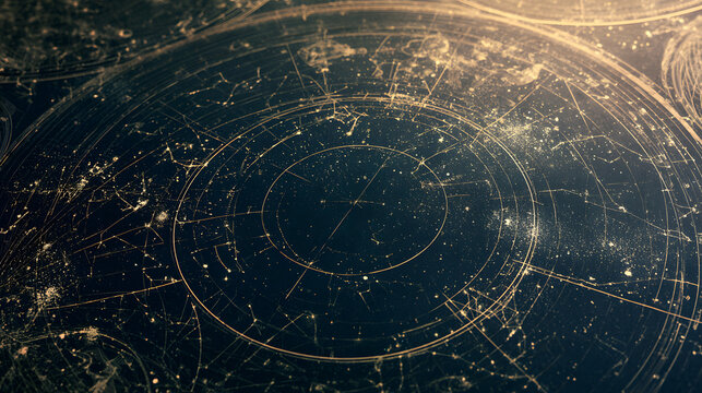 A vintage celestial map depicting zodiac constellations, cosmic astrology artwork, and star charts, with areas designated for copies