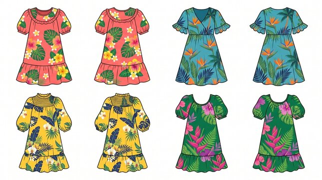 Hawaiian Muumuu Dress Traditional Island Outfit Front Back View Colorful Collection