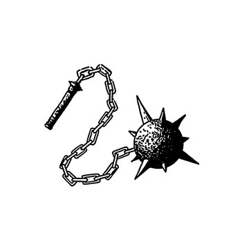 flail ball metal chain design illustration