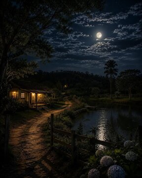 Noite de Lua cheia nost&aacute;lgica