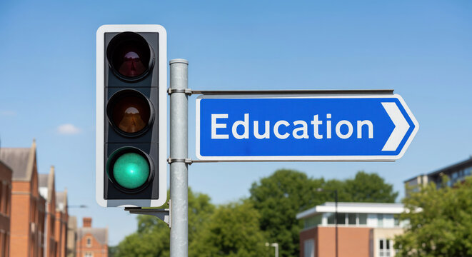 Education pathway for students choosing school admission, university study and academic training with scholarships, learning resources and qualifications for lifelong knowledge and skills