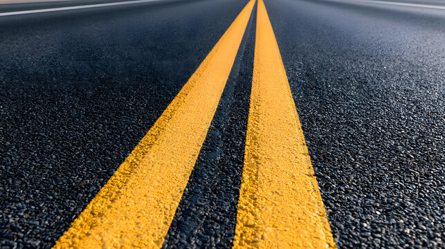 The street surface is an asphalt road with double yellow lines
