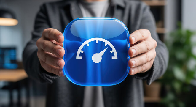 Speed dial icon locked in a shell of glossy shine, quick tempo emblem racing needles and instant response, fast internet checks and rapid delivery promises for speed test publications