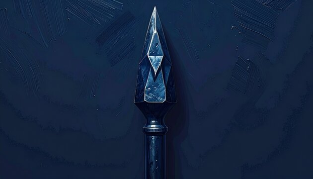 Ornate Blue Crystal Spearhead on Dark Background.