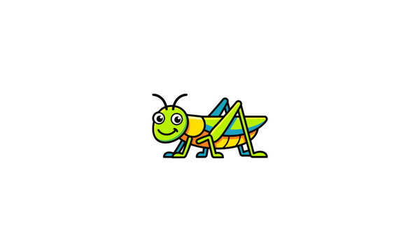 Cute cartoon grasshopper jumping