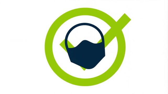 A green checkmark symbol indicating mandatory face mask usage for safety and health compliance.