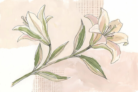 Spring lily stem handmade collage editorial header