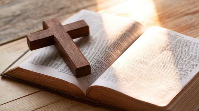Bible and Wooden Cross