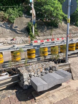 construction site with concrete blocks