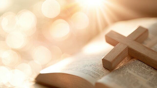 Bible and Wooden Cross