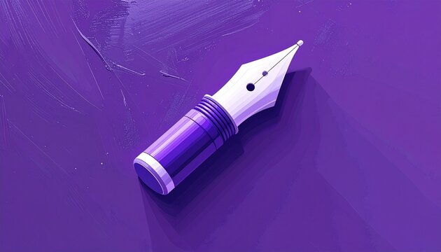 Purple fountain pen nib on matching background.