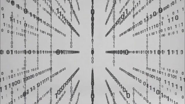 Futuristic Digital Binary Code Stream &ndash; Abstract 3D Tech Data Background