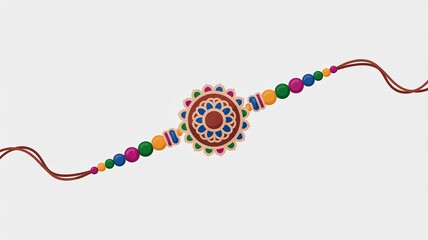 Naklejka premium Traditional Raksha Bandhan Rakhi Decoration with Colorful Indian Beads