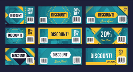Naklejka premium Discount offer promotions with barcodes and geometric designs