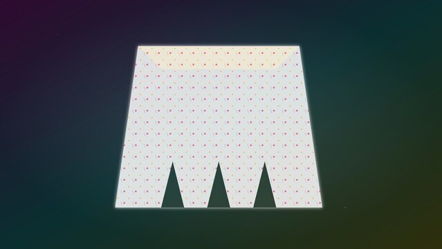Abstract 3d geometric shape with dotted pattern and dark triangles against a gradient backdrop
