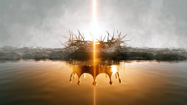 Crown of Thorns With Reflection of Golden Crown