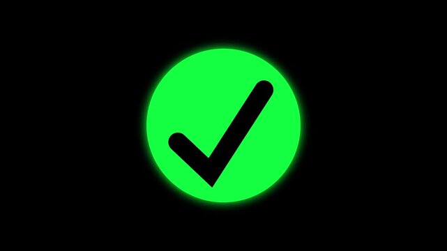 Abstract checkmark animation background white circle black tick symbol. 4k motion graphics animation.