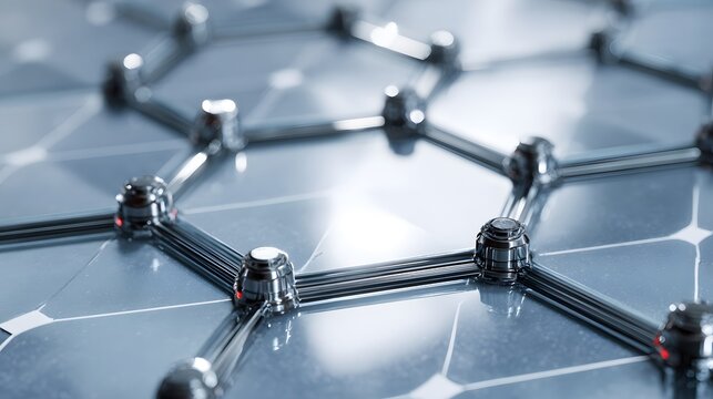 Close-up macro view of a photovoltaic cell grid with metallic connections
