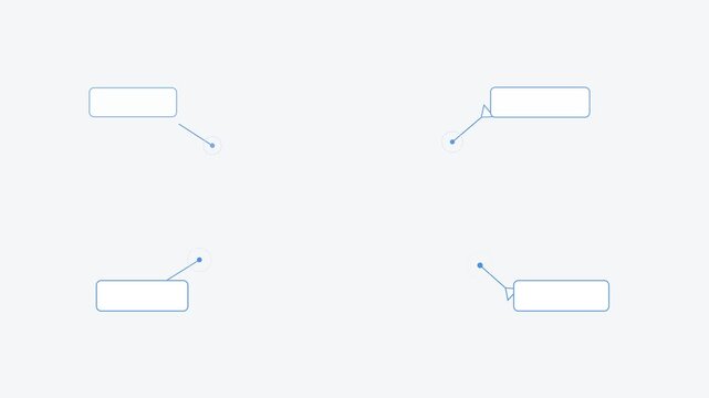 Motion graphics animated call out annotation markers drawing outward smoothly on plain background evoking modern elegance generative AI