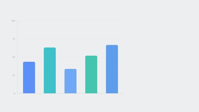 Motion graphics animated bar chart on clean light grey background growing upward evoking modern elegance generative AI