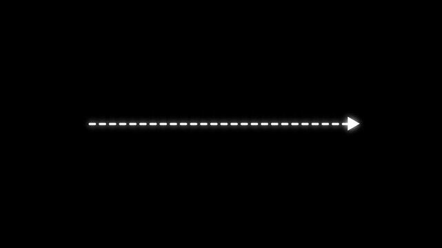 Abstract right arrow direction icon with dotted line animation. dot arrows icon sign animated with alpha channel. 4k animation.