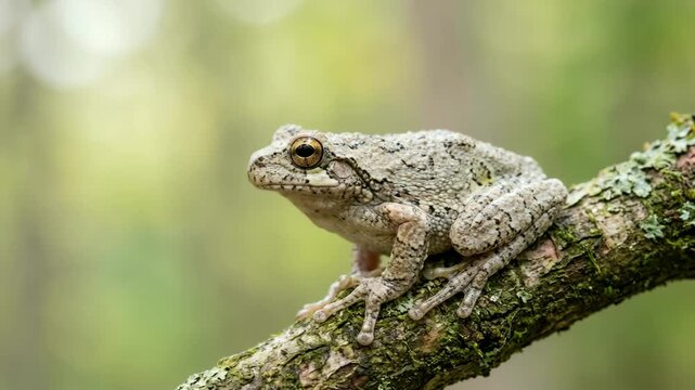 gray tree frog close up in great smoky mountains usa morning light video