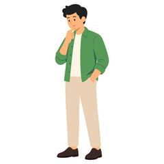Thoughtful young man standing vector illustration