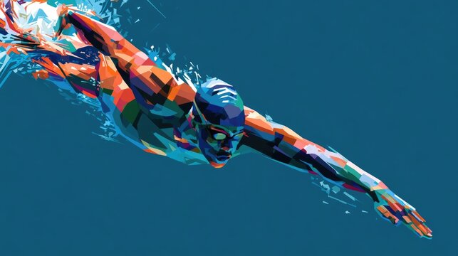 Illustration of Swimming In Action