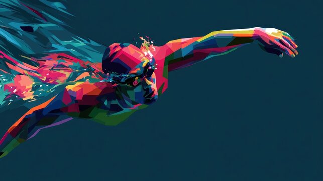 Illustration of Swimming In Action