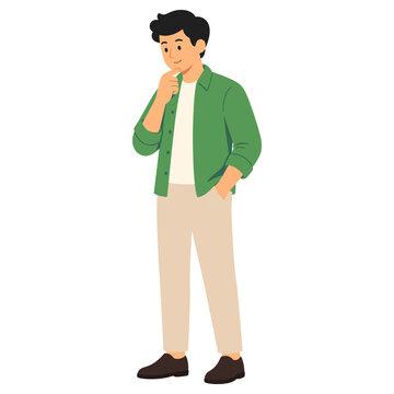 Thoughtful young man standing vector illustration