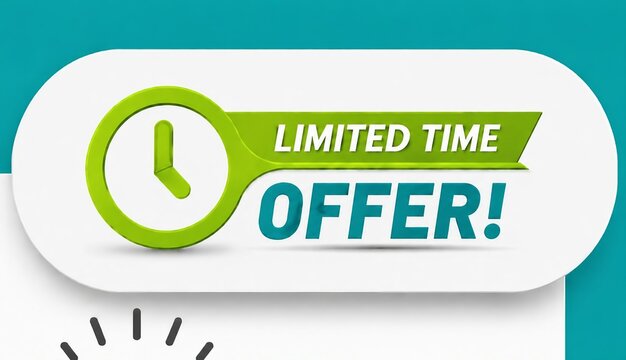 Limited time offer banner with clock icon and sale notification