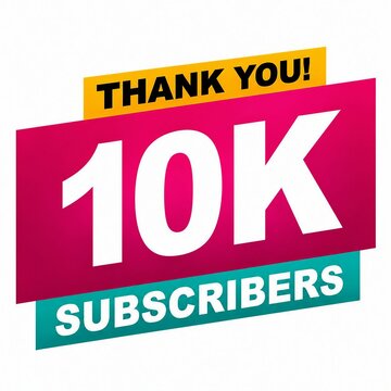 Thank you milestone banner celebrating 10k subscribers with colorful blocks