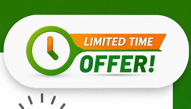 Limited time offer badge with clock icon and banner style design