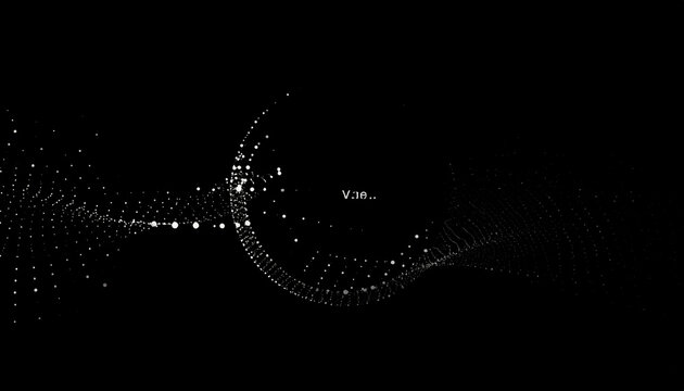 Abstract digital art of a flowing white dot stream against a black background, futuristic design