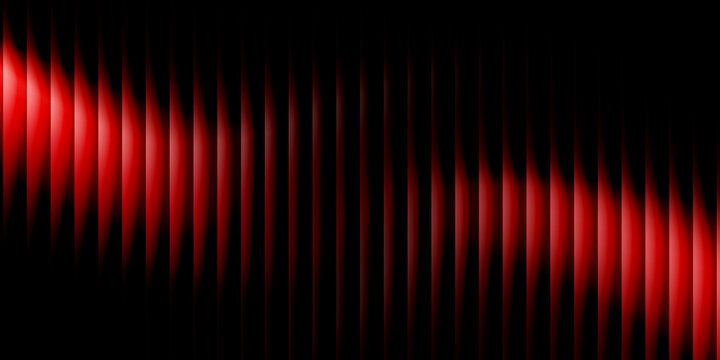Glossy metallic deep red and black ribbed fractal glass texture effect background, vertical stripes reeded glass wave glow for premium tech product visual, web header, banner or presentation