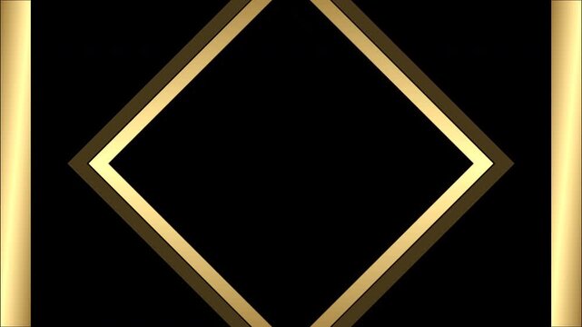 Gold diamond frame on black background. Luxury geometric border for elegant design.
