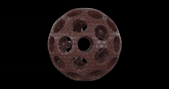 Seamless 360&deg; looping animation of an abstract geometric sphere with terrazzo-style speckled texture on a transparent background.
Perfect for tech branding, app intros, and modern motion graphics.