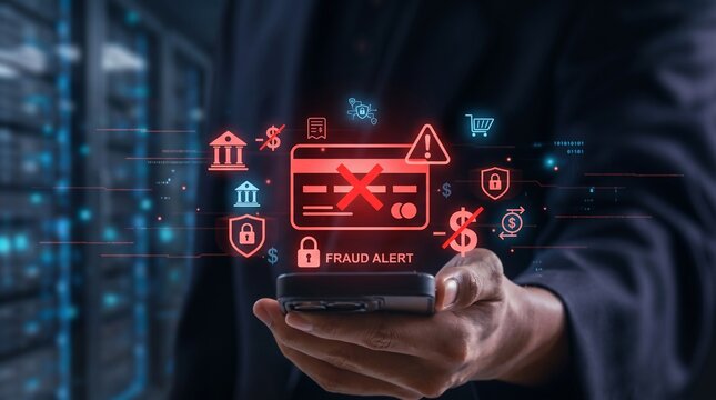 Credit Card Fraud Alert on Smartphone