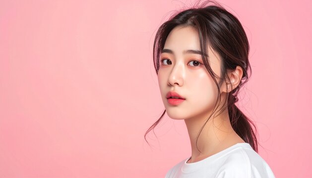 カジュアルなイメージの日本人女性の横顔のポートレート