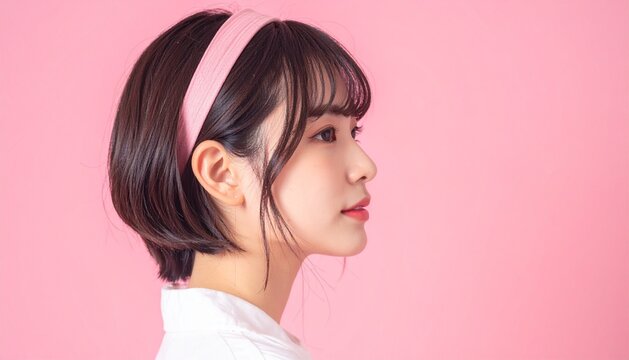 カジュアルなイメージの日本人女性の横顔のポートレート