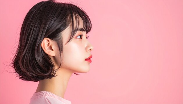 カジュアルなイメージの日本人女性の横顔のポートレート