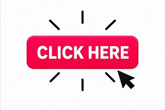 Click here button with cursor pointer and explosion effect