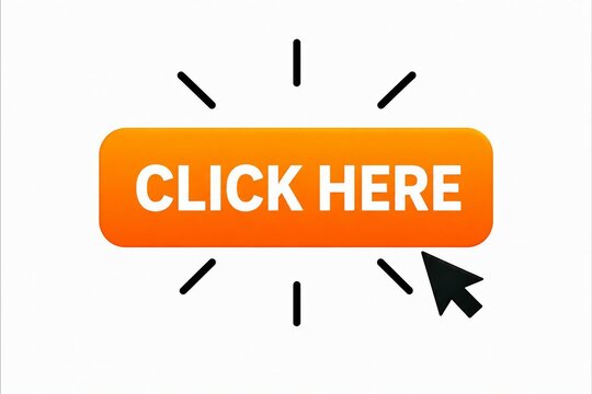 Bright call to action click here button with cursor pointer